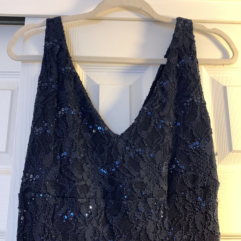 Ralph Lauren navy sleeveless sequined & lace party dress !!! - Picture 7 of 9